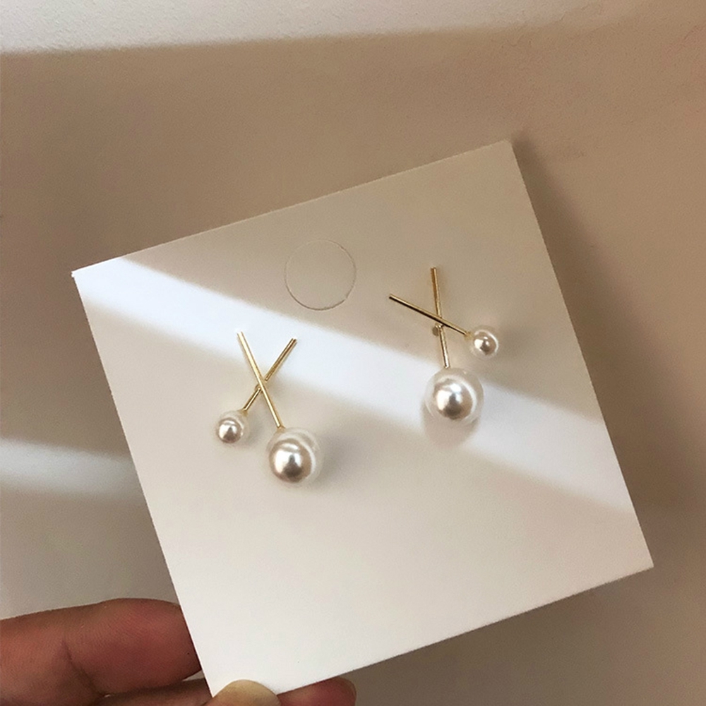 Hoa tai dáng dài đính ngọc trai nhân tạo thời trang