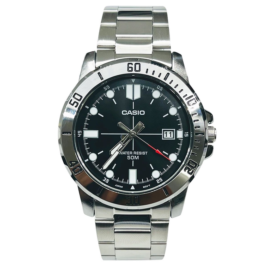 Đồng Hồ Quartz Nam Casio WATCHSTORE MTP-VD01D-1EVUDF thiết Kế Mặt Tròn Kính Khoáng 45mm Chịu Nước 5ATM Vỏ Thép Không Gỉ