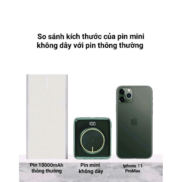 Pin Sạc Dự Phòng Mini Không Dây 10000 mAh Kèm Sẵn 4 Dây Cáp Sạc