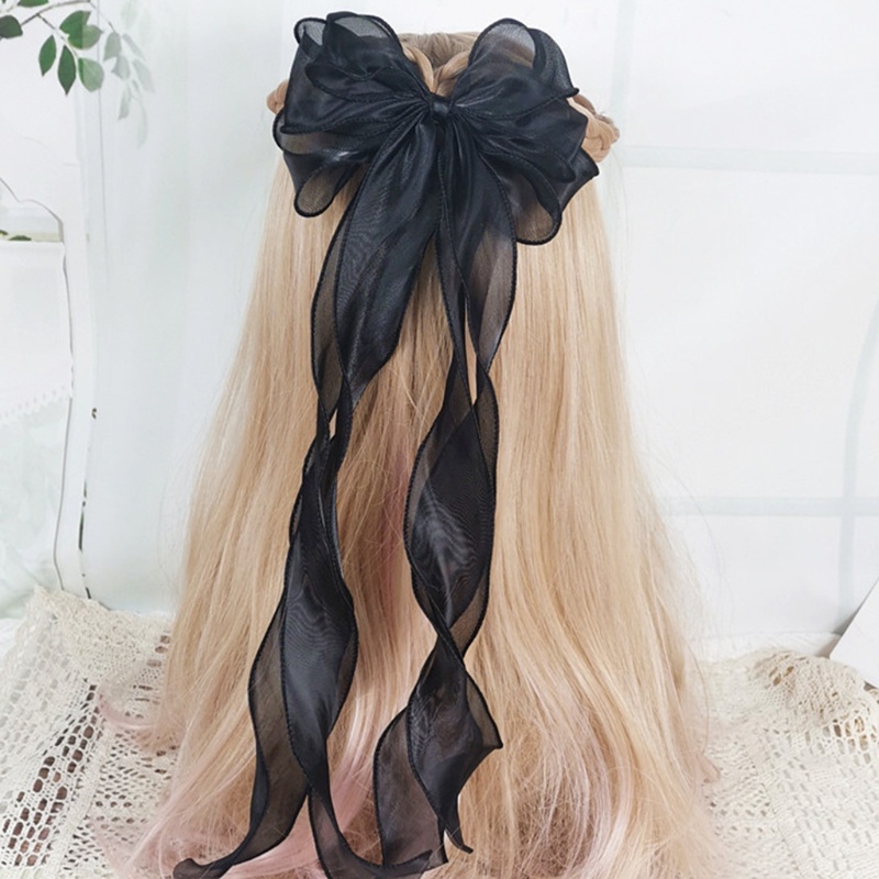 Kẹp Tóc Nơ Lớn 3 Lớp Màu Trơn Lấp Lánh Phong Cách Vintage