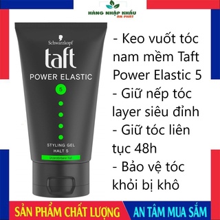 Gel vuốt tóc Taft Power Elastic 5, gel vuốt tóc tạo kiểu, gel vuốt tóc nam mềm, 150ml