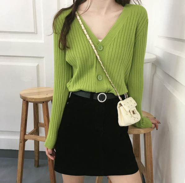 Áo Khoác Cardigan Dệt Kim Tay Dài Cổ Chữ V Thiết Kế Dáng Rộng Thoải Mái