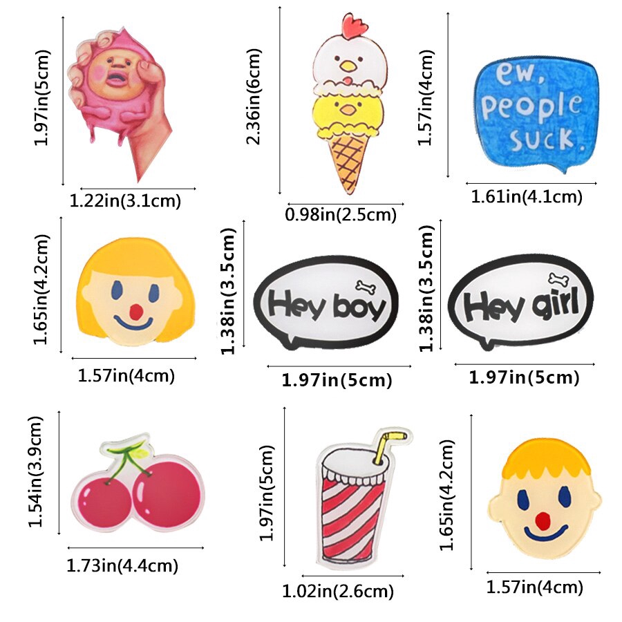 1 Huy Hiệu Cài Áo Hình Hoạt Hình Bằng acrylic Thời Trang