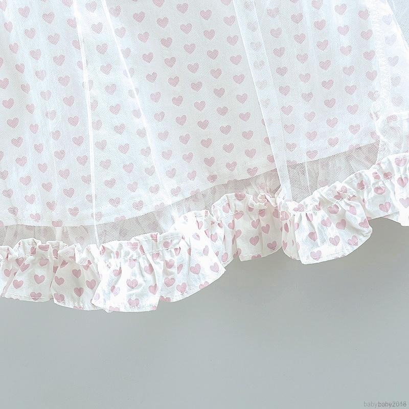 Đầm xòe không tay họa tiết trái tim xinh xắn cho bé gái