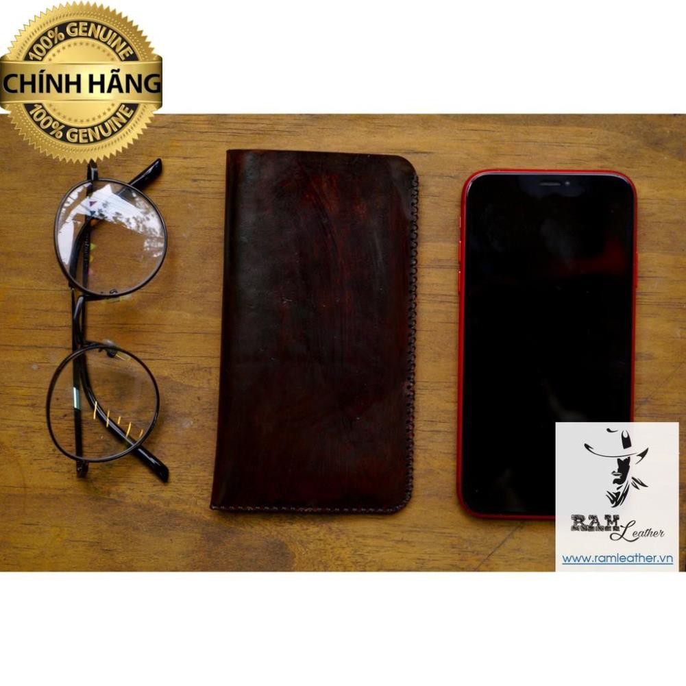 BAO DA IPHONE X DA BÒ THẬT MÀU CHOCOLATE - HÀNG CHÍNH HÃNG RAM LEATHER .