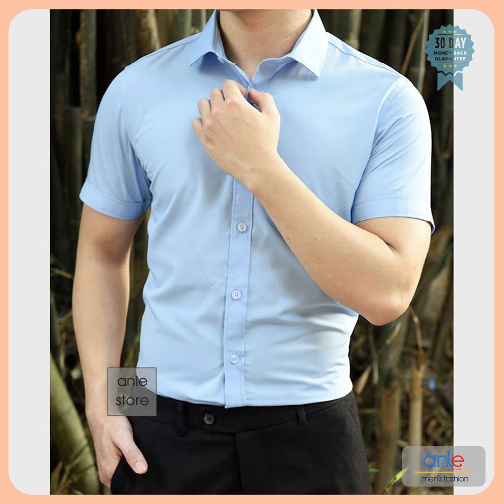 Áo sơ mi nam Công sở LOUIS cao cấp cộc tay Cotton lụa xuất khẩu form Slimfit Hàn Quốc hàng hiệu - Anle Store