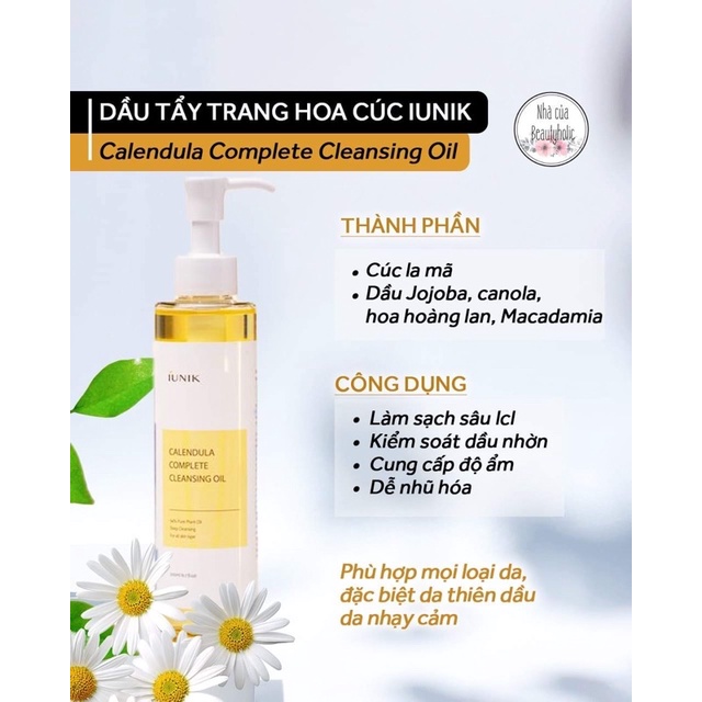 Dầu tẩy trang IUNIK CALENDULA COMPLETE CLEANSING OIL