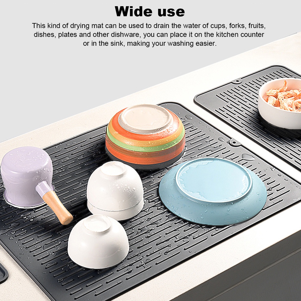 Thảm Phơi Khô Chén Dĩa Ráo Nước Bằng Silicon Chống Trượt Cách Nhiệt Kích Thước 45 * 40cm
