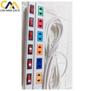 Ổ Cắm 6 Lổ 6 Công Tắc Cao Cấp Slin