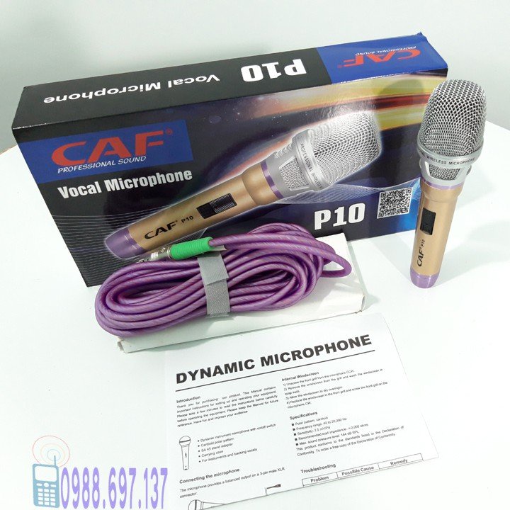 Micro karaoke Có Dây CAF P10, Micro Hát Karaoke Gia Đình Chất Lượng Tốt Hay Tay Cầm Chống Xước. Bảo Hành 12 Tháng.