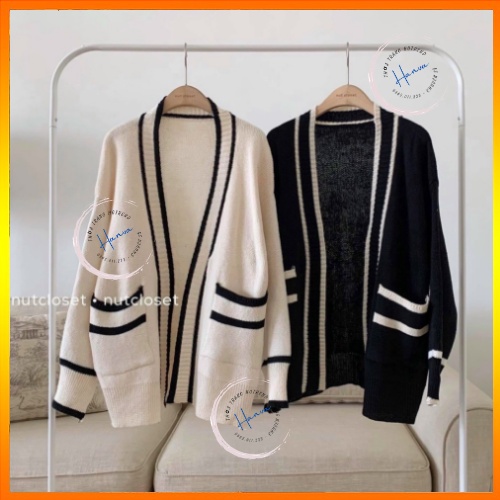 Áo Cardigan Len Nữ Trơn Phối Viền Form Rộng Chất Len Mịn Siêu Xinh Phong Cách Hàn Quốc