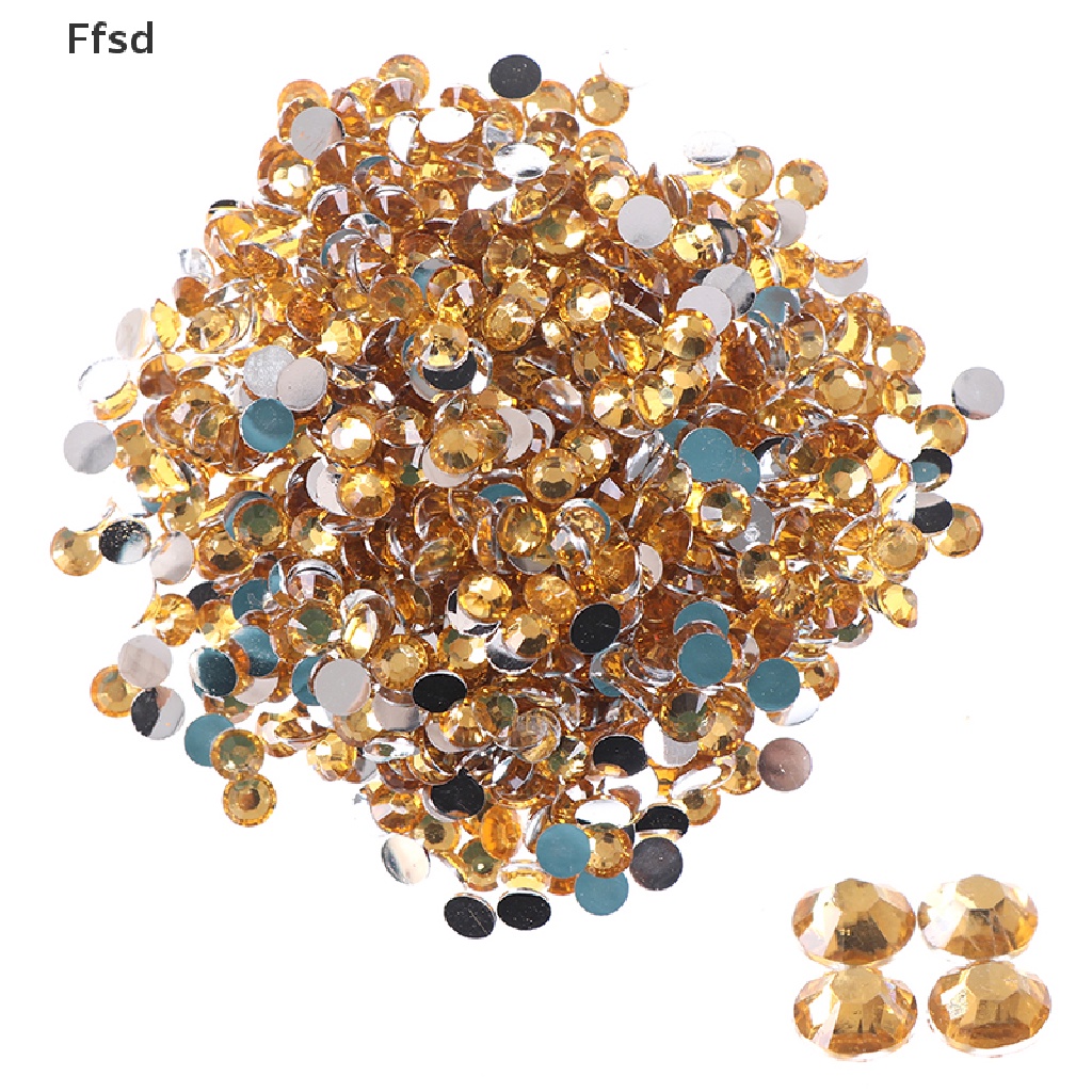 {Ffsd} Set 1000 Hạt Kim Cương Giả Pha Lê AB Sữa Phẳng Trang Trí Quần Áo / Móng Tay Bán Chạy 5mm