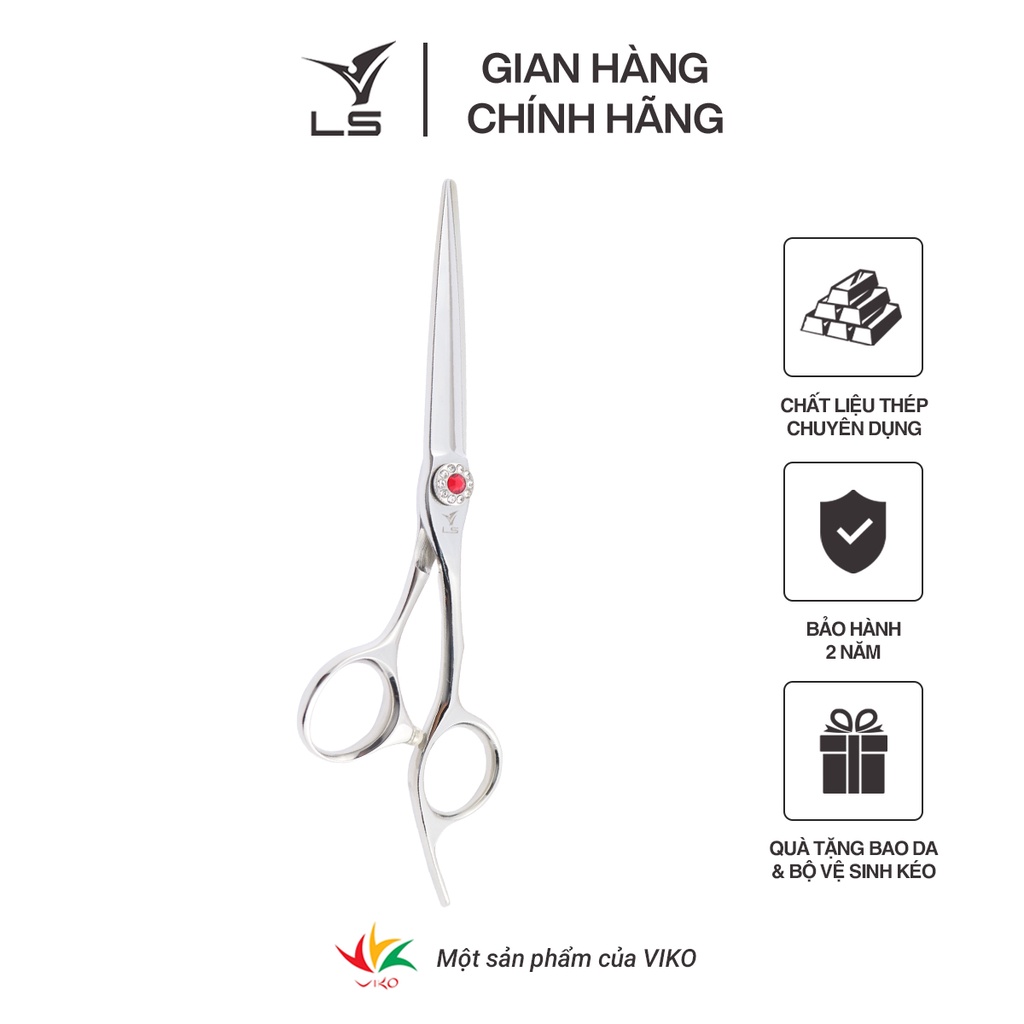 Combo kéo cắt tỉa cao cấp VLS,  kéo cắt lưỡi thẳng chuôi offset vênh FA43, Kéo tỉa thiết kế răng độc đáo TA130
