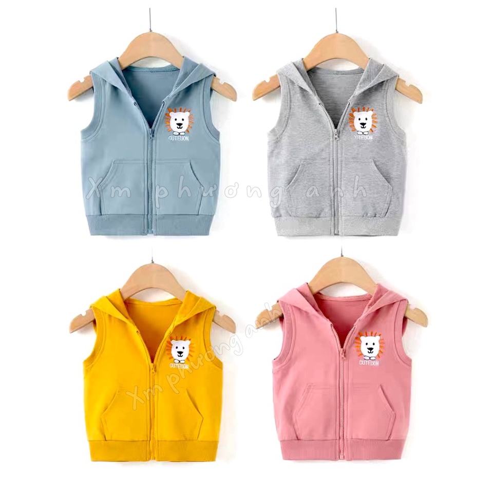 Áo Gile nỉ lót lông cao cấp, hàng lông mịn bé trai, bé gái size 5-19kg