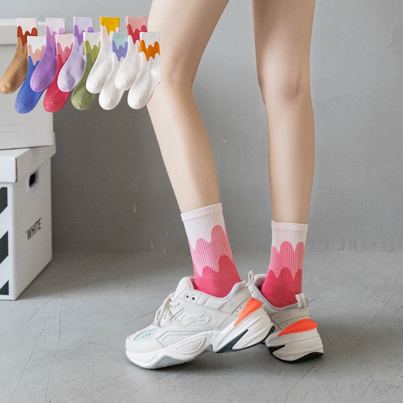 Tất nữ cổ cao họa tiết hình SƠN TAN CHẢY nhiều màu đáng yêu [ MÃ A605 ]