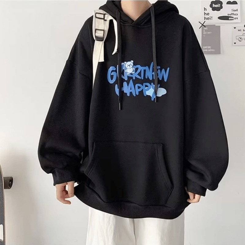 Áo hoodie Dáng Rộng In Chữ Thời Trang Nhật Bản Chất Lượng Cao Cho Nam Cỡ M-5XL