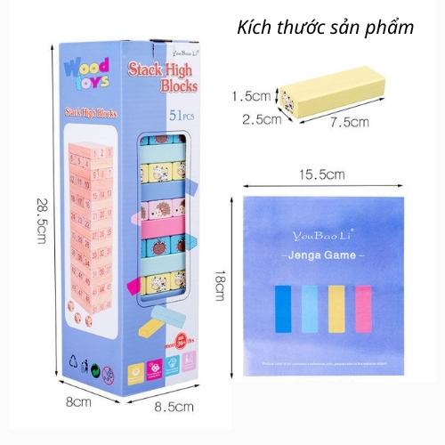 [Sale sốc] Đồ chơi rút gỗ màu loại lớn in hình con vật, đồ chơi trẻ em xếp hình trí tuệ, chất liệu an toàn loại đẹp