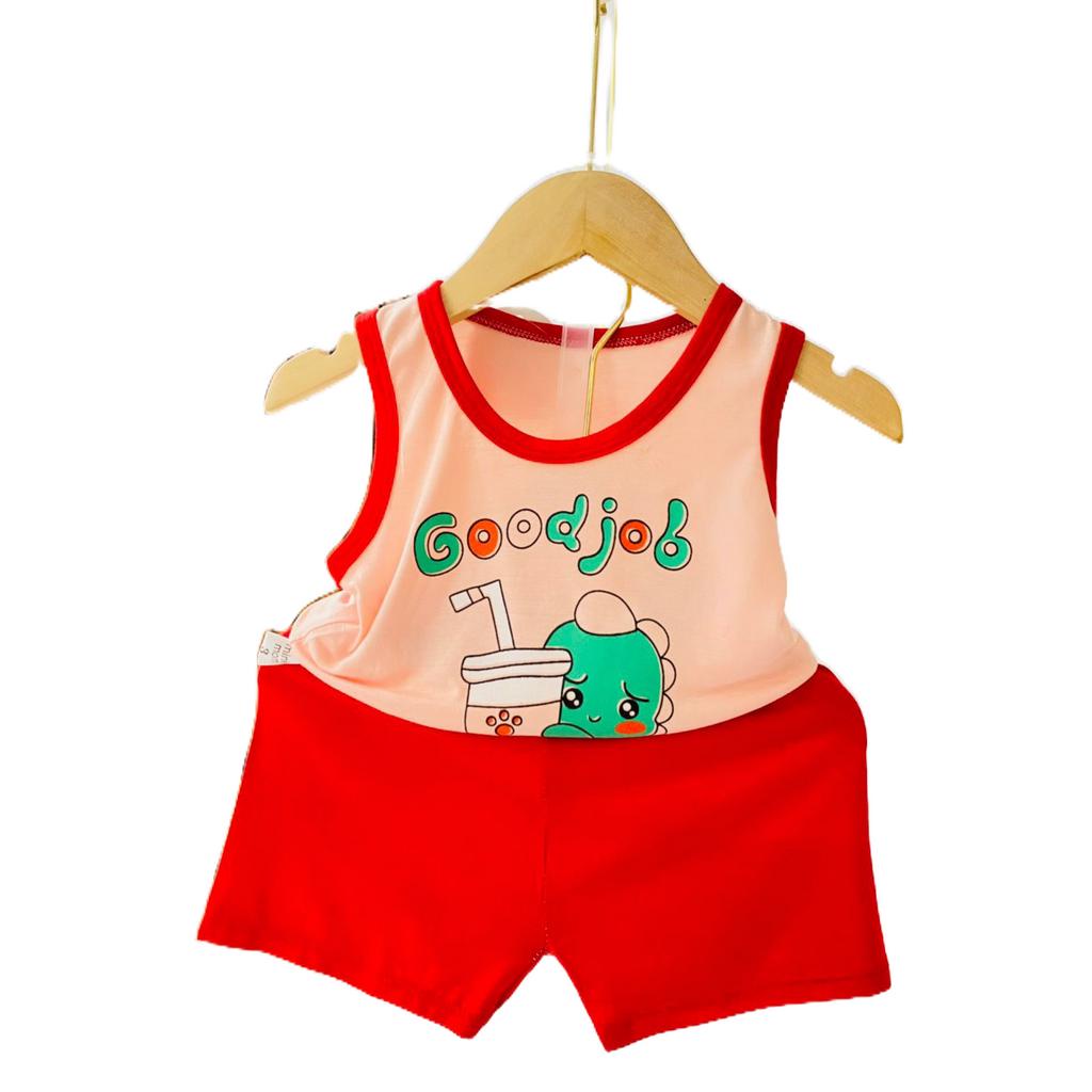 Quần áo bé trai và bé gái ba lỗ quần đùi chất liệu thun lạnh thoáng mát mùa hè