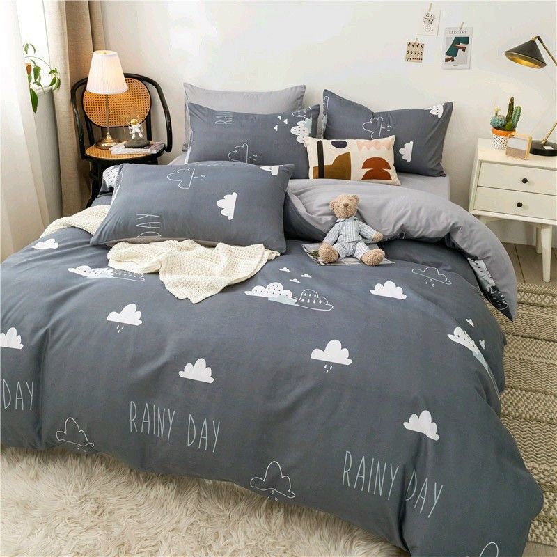 Bộ chăn ga cotton poly Mây và Mưa