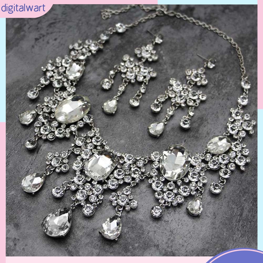 Set 2 Vòng cổ Và Đôi Khuyên Tai Đính Đá Thời Trang Dành Cho Nữ