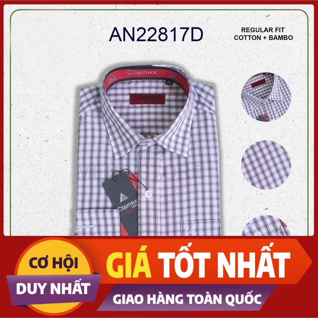 Áo sơ mi tay dài sọc ca rô cổ bẻ dáng suông REGULAR FIT trẻ trung chất cotton cao cấp