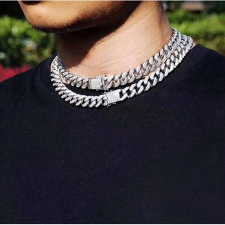Vòng cổ Bling bling bạc, vòng cổ trang sức đính đá bling bling, vòng cổ HIP HOP phong cách châu Âu