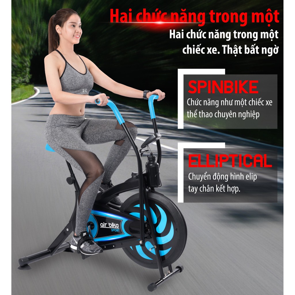 BG Xe đạp tập thể dục thể thao Air bike mẫu 8701-xanh lam thiết kế mới 2022