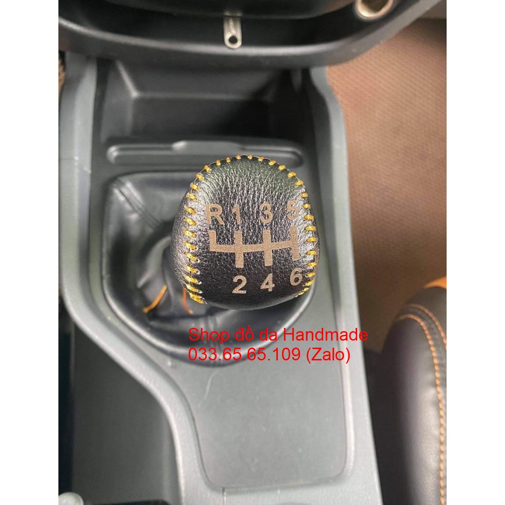 Bọc da cần số & phanh tay xe Mazda BT50 số sàn bằng da bò, bảo hành 12 tháng