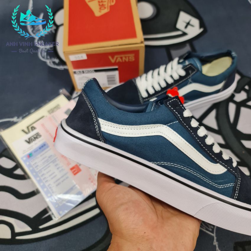 Giày vans old skool navy nam nữ màu xanh tím than thể thao cổ thấp