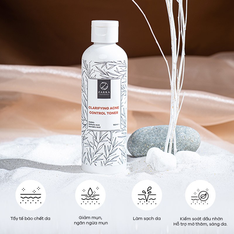 Toner Mandelic Zakka Naturals Ngừa Mụn, Làm Sạch Sâu, Kiềm Dầu Giảm Nhờn Clarifying Acne Control Toner 150ml | BigBuy360 - bigbuy360.vn