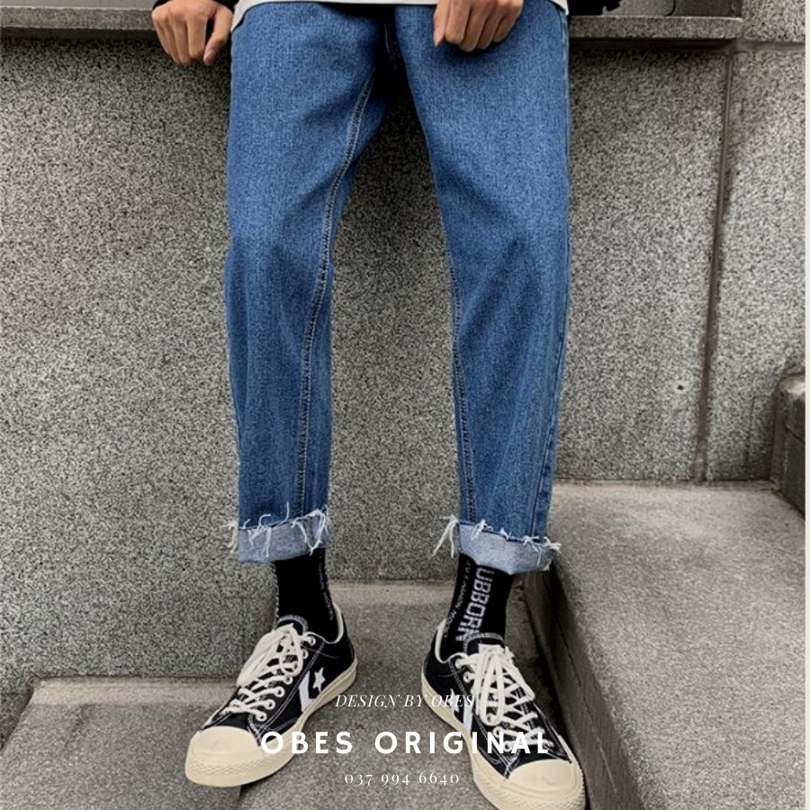 [OBES] Quần jeans nam xanh đậm cut gấu QXĐ0 | BigBuy360 - bigbuy360.vn