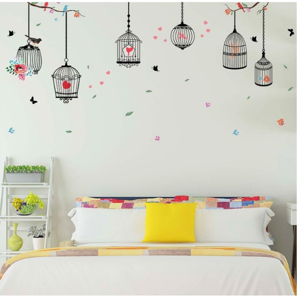 Decal trang trí tường - Lồng Chim Tình Yêu dịu kì