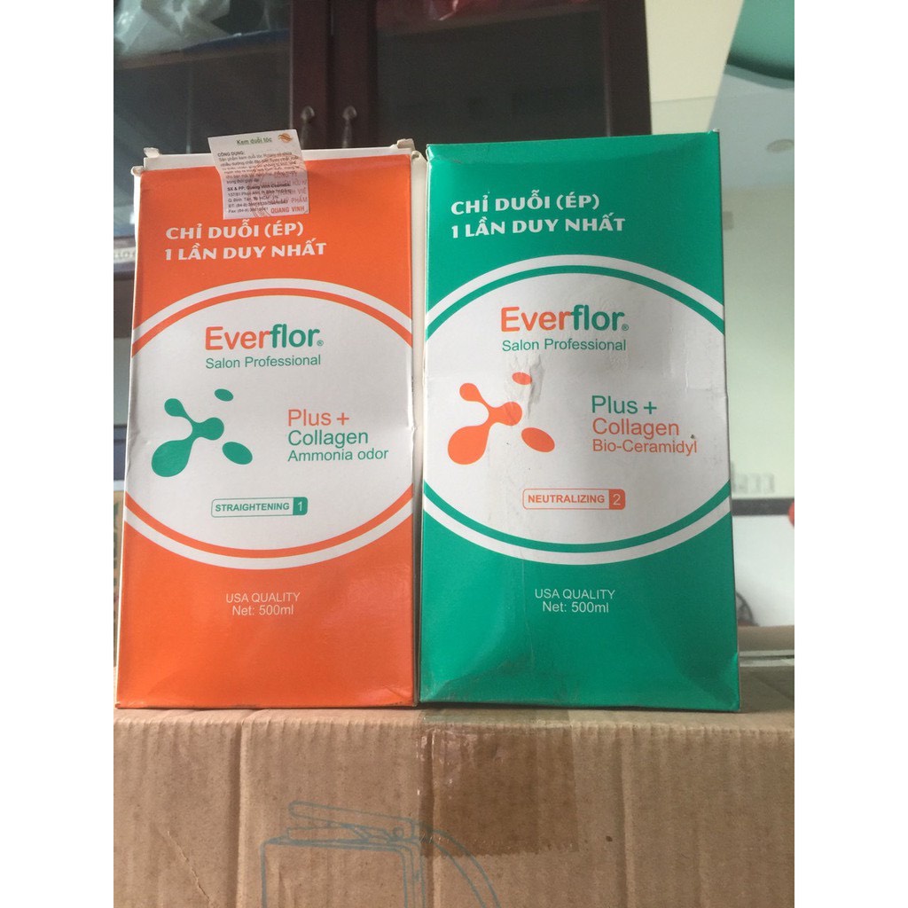 Kem dập duỗi tóc Everflor 500ml (số 1+2)