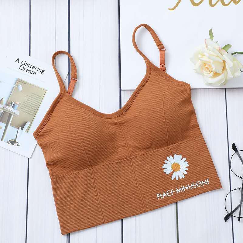 Áo Lót Bra Croptop Hoa Cúc Áo Tập Gym Đồ Tập Gym Free size 40-55kg