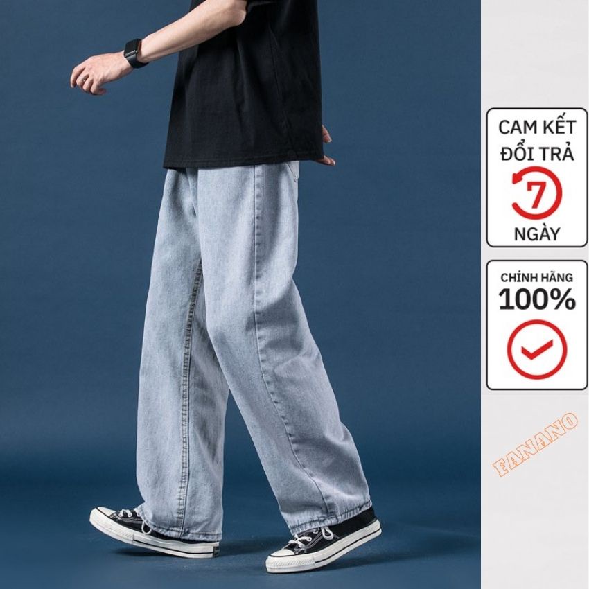 [Mã SRBACK010912 hoàn 20K xu đơn 50K] Quần Jean baggy ống rộng chất bò ông rộng đen suông nam FANANO QJN1 | BigBuy360 - bigbuy360.vn
