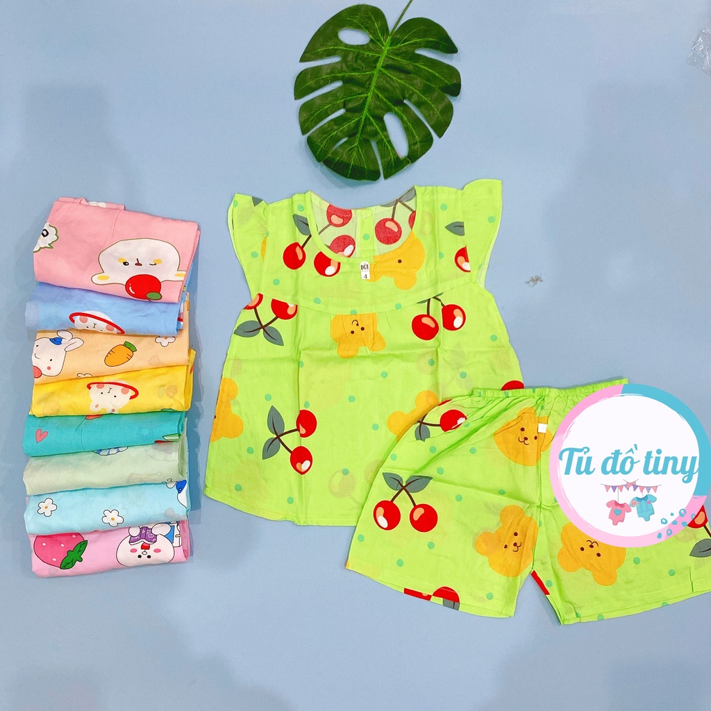 (SIZE 4) Bộ tole lanh (tôn) lanh lụa mặc nhà bé gái QUẦN ĐÙI , tay cánh tiên dễ thương 10-12kg, bộ hè bé gái, mát mẻ.