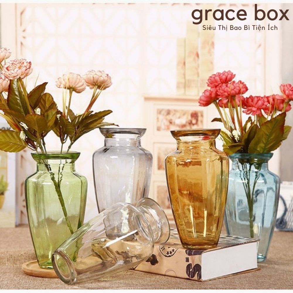 Bình Thủy Tinh Cắm Hoa Trong Suốt Phong Cách Châu Âu - Siêu Thị Bao Bì Grace Box