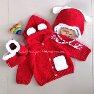 Set áo khoác và nón giày len handmade NOEL GIÁNG SINH