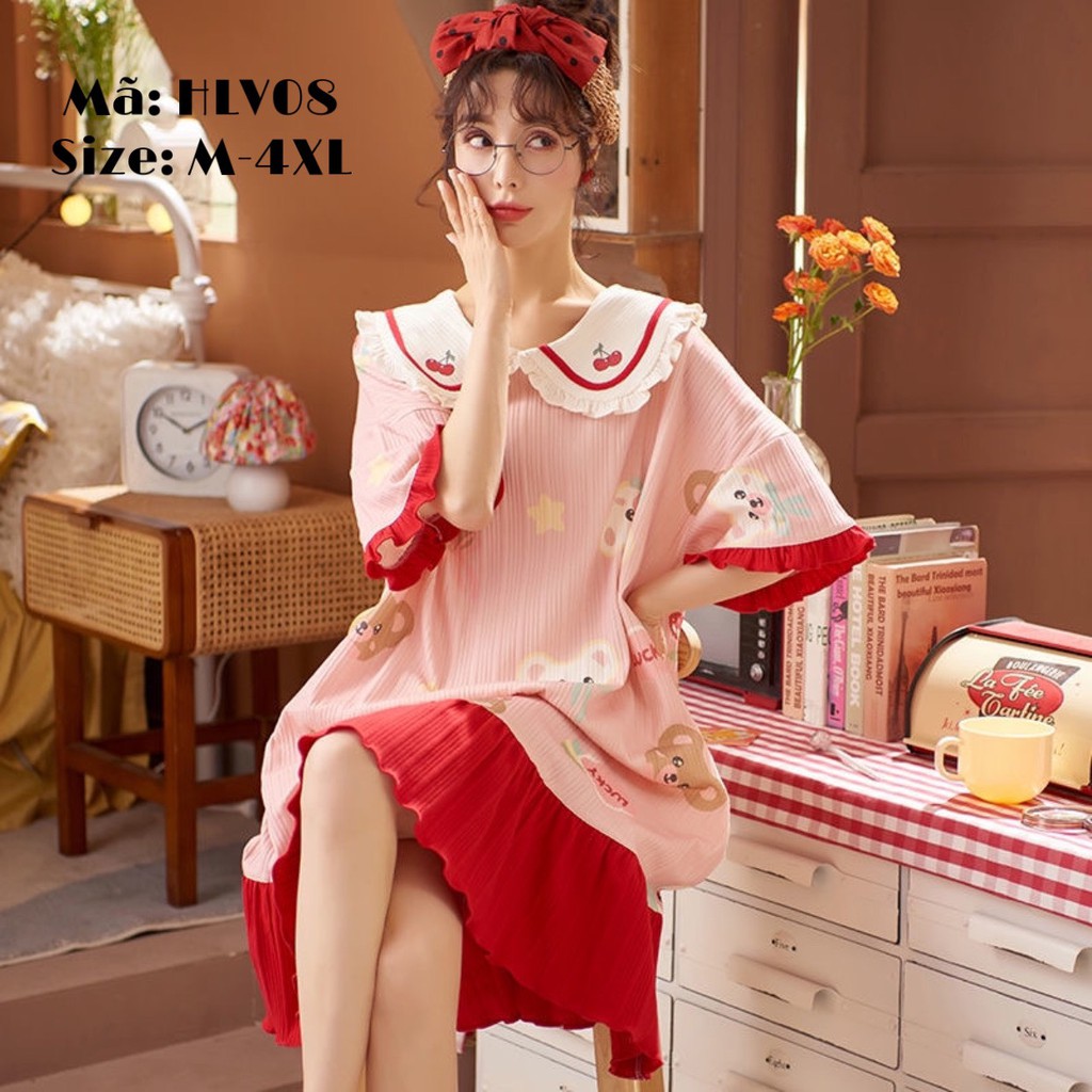 HLV08 Váy ngủ dáng suông cổ bèo | BigBuy360 - bigbuy360.vn