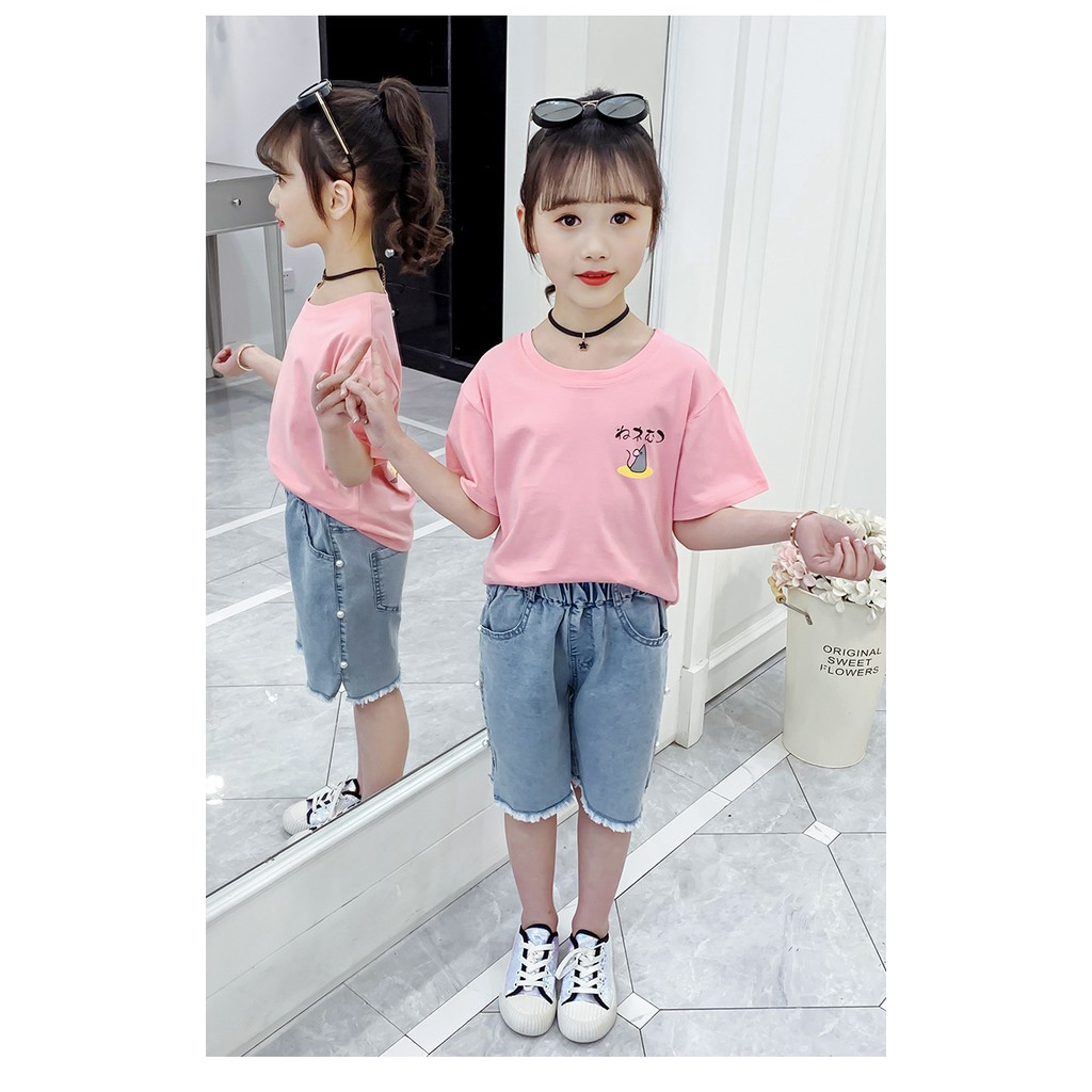 Áo phông bé gái size đai từ 20 -50kg họa tiết 5 chú mèo đáng yêu AH01