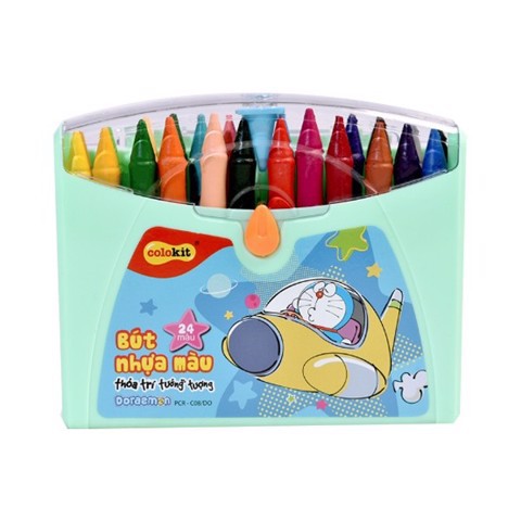 Hộp Bút Sáp Nhựa 24 Màu Doraemon Colokit PCR-C08/DO