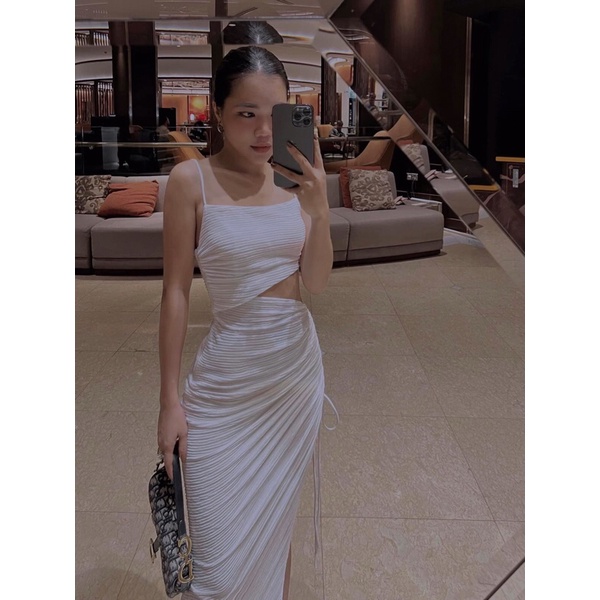 Đầm maxi 2 dây khoéc eo