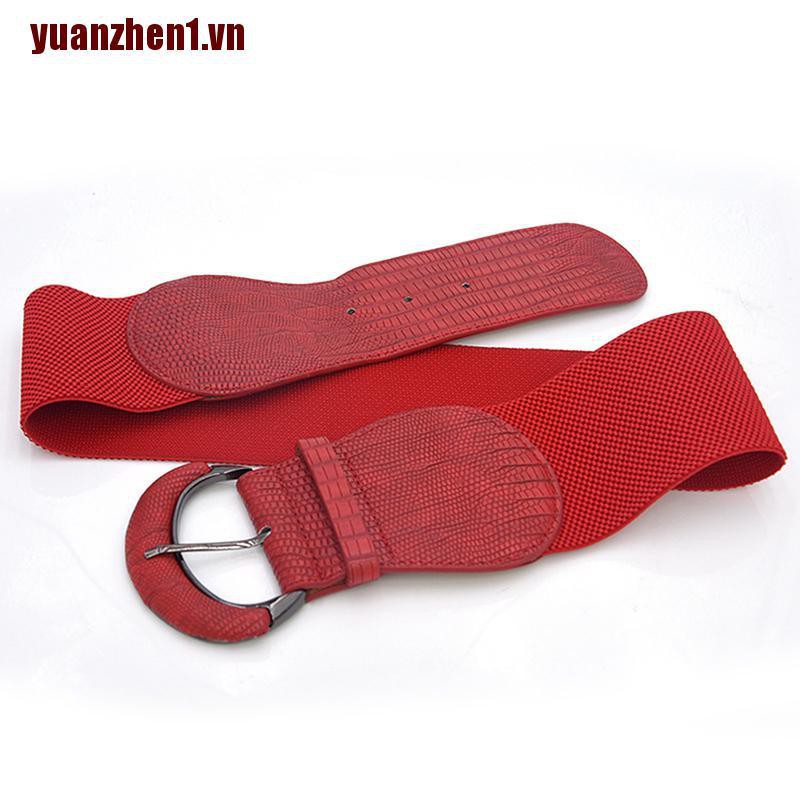 [Yuanzhen1] Thắt Lưng Da Bản Rộng Co Giãn Có Khóa Cài Cho Nữ