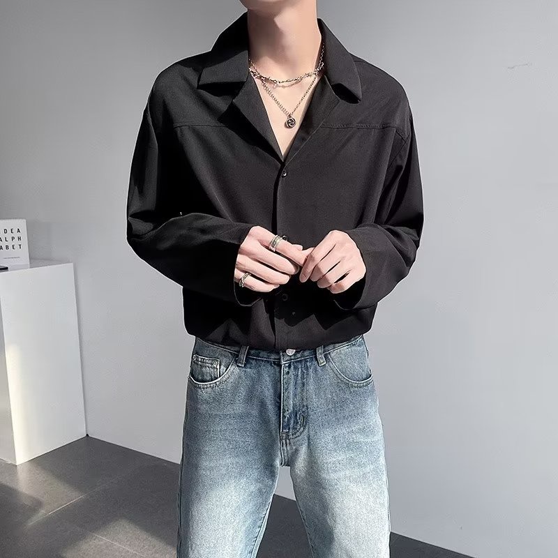 Áo Sơ Mi Trắng Cổ Bẻ Rộng Thời Trang Nam 3 Màu Tùy Chọn Size M-2XL
