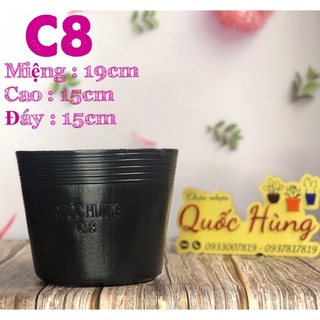 Chậu nhựa đen trồng cây C8 thương hiệu QUỐC HÙNG ( dầy dặn)