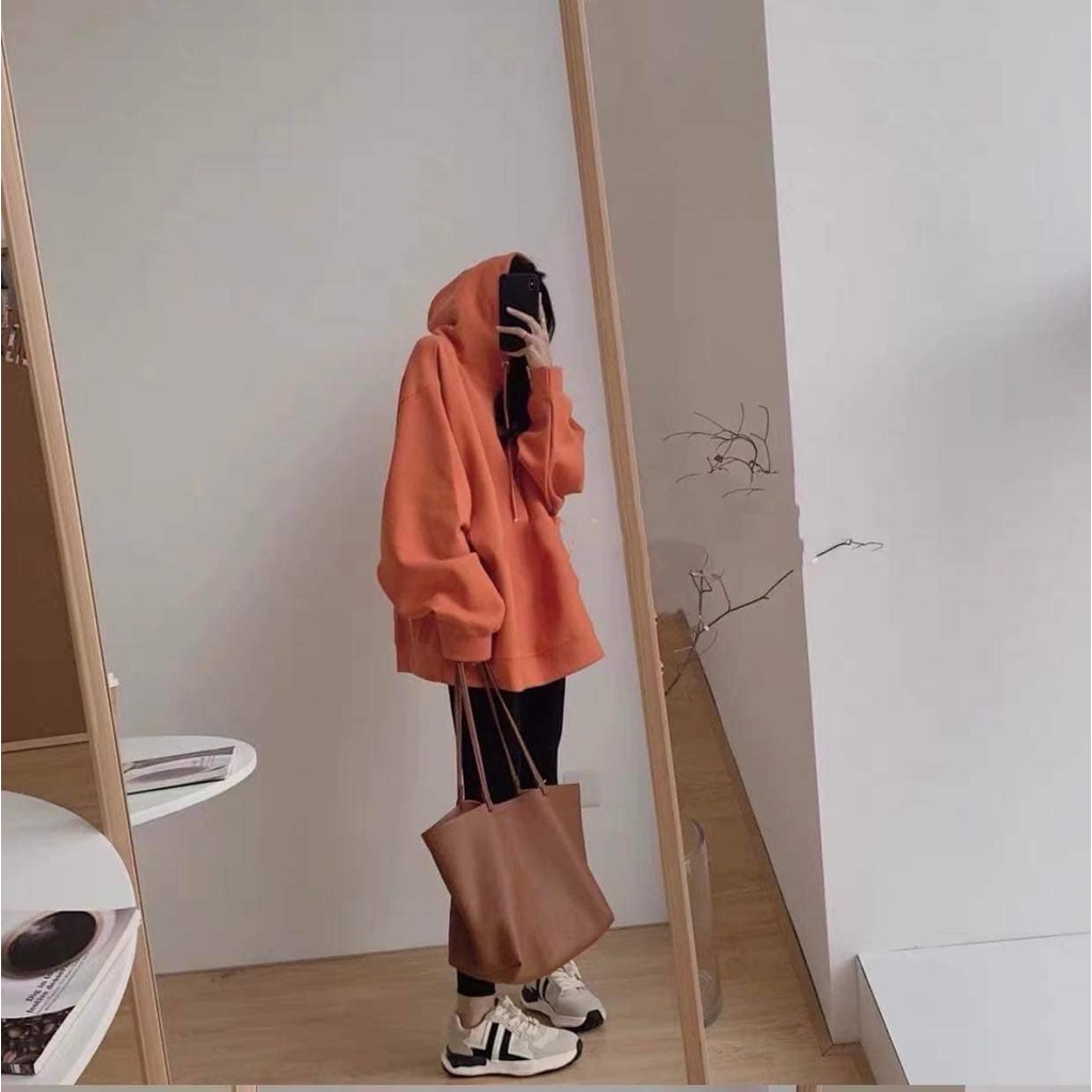 [Có Video + Ảnh Thật] Set Quần Áo Nữ Áo Hoodie Nỉ Cam Phối Quần Legging Cá Tính Chất Dày Mịn - Chuu House - CH0161