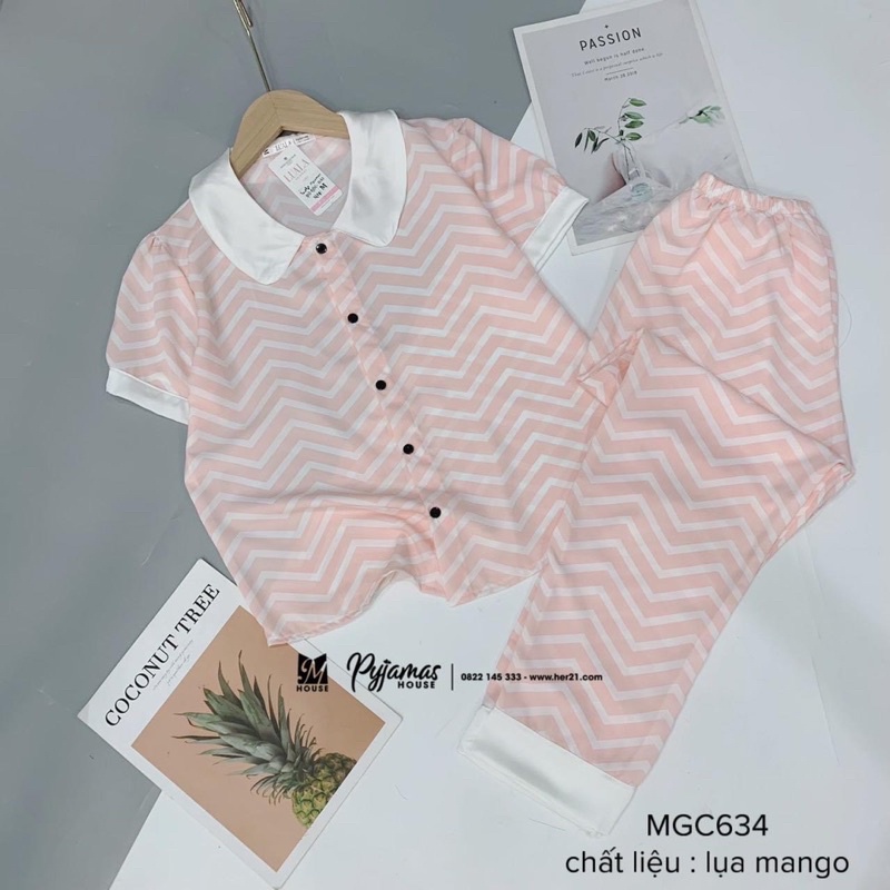 Đồ Bộ Lụa Satin Mặc Nhà Quần Dài Tay Ngắn