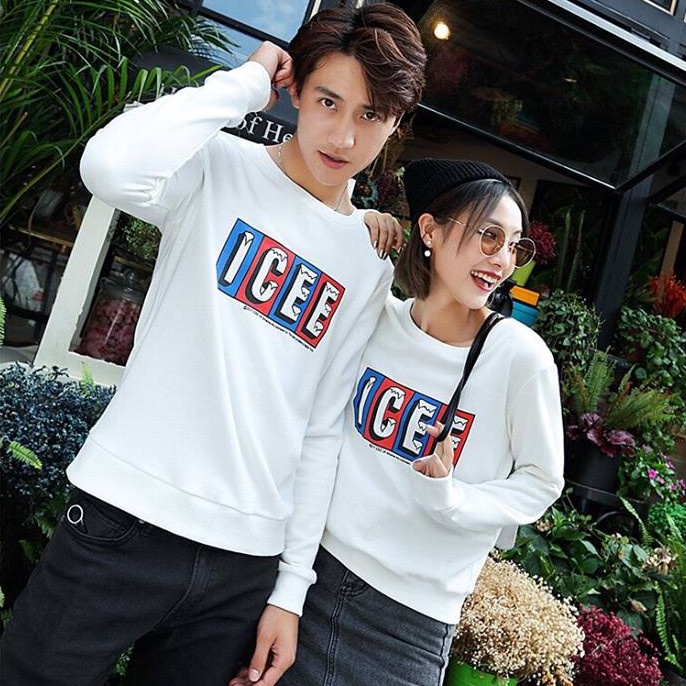 Áo Thun Sweater Đôi Tình Nhân Tay Dài In Chữ ICEE DLX