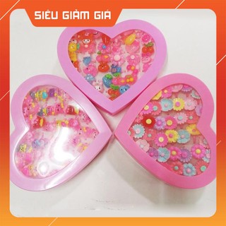 [sỉ ib] Hộp 36 chiếc nhẫn hình thú kute cho bé + kèm hộp trái tim