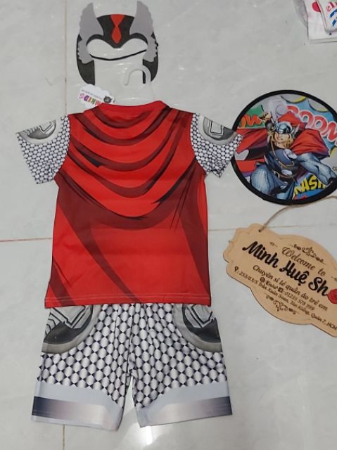 Bộ quần áo thời trang trẻ em siêu nhân Thor kèm tặng khiên và mặt nạ - Hàng SamKids